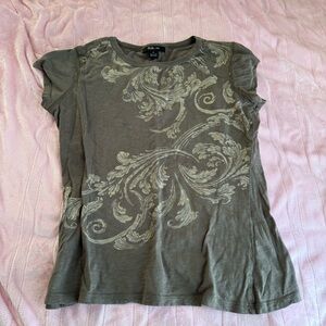 Brown Floral Graphic Women’s Top